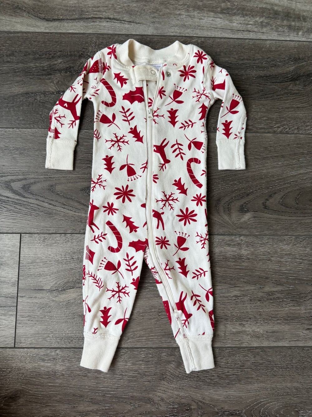 Hanna Andersson Baby Organic Cotton Holiday Scandi Deer Zip Sleeper 60 US 3-6M
